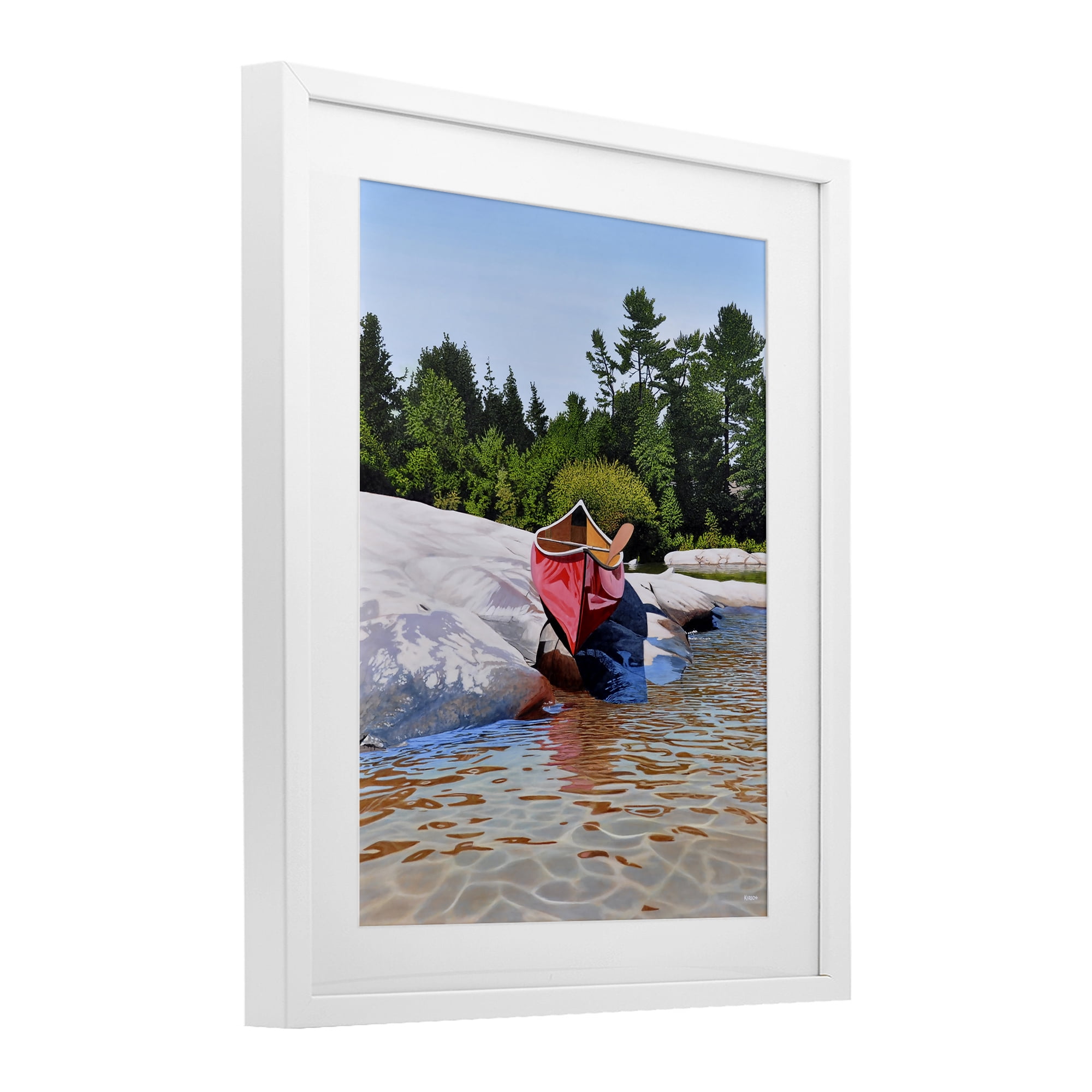 Stupell Industries Canoe at Water's Edge White Framed Print Under Glass, design by Kenneth M Kirsch