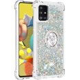 thumbnail image 3 of Compatible with Samsung Galaxy A51 5G Case Glitter Liquid Clear Bling Moving Floating Sparkle with Ring Holder Kickstand TPU Girly Women Cute Phone Case for Samsung Galaxy A51 5G Sliver YBZ, 3 of 6