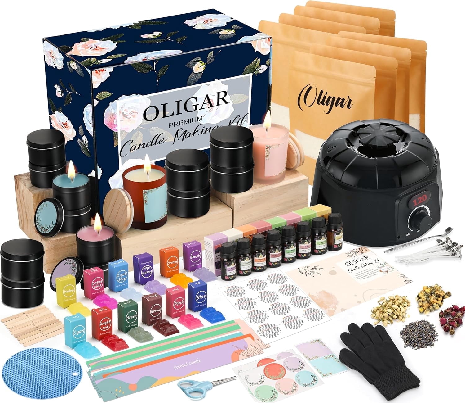 Kit Completo Per Creare Candele In Cera Di Soia Fai Da Te - Con Oli Essenziali, Barattoli E Attrezzi
