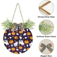 thumbnail image 2 of Halloween Pumpkin Welcome Sign Front Door Round Wall Door Sign with Flowers Hanging Sign for Entryway Front Porch Hallway Yard Garden Home Decor, 2 of 7