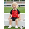 thumbnail image 6 of RUINIXCW Toddler Baby Boy Football Soccer Jersey Outfit Infant Baby Boys Fall Summer Clothes Crew Neck Short Sleeve Shirt and Shorts 2 Pcs Set, 6 of 9