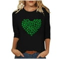 thumbnail image 2 of GaThRRgYP Womens Tops Trendy,Women's St. Patrick's Day Printed Crew Neck 3/4 Sleeve T-Shirt Loose Tops Black S, 2 of 4