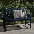 thumbnail image 2 of Tcbosik Outdoor Wood Bench, 48 Inch Loveseat with Armrest and Backrest for Poolside, Backyard, Balcony, Porch, Deck, Garden, Blue, 2 of 11