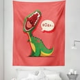 thumbnail image 1 of Dinosaur Tapestry, Aggressive Prehistoric Cartoon Animal Roaring Open Mouth Wildlife Image, Fabric Wall Hanging Decor for Bedroom Living Room Dorm, 5 Sizes, Coral Green Yellow, by Ambesonne, 1 of 1