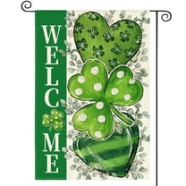 Sm:)e Heart Shamrock Welcome Patricks Day Garden Flag 12x18 Inch