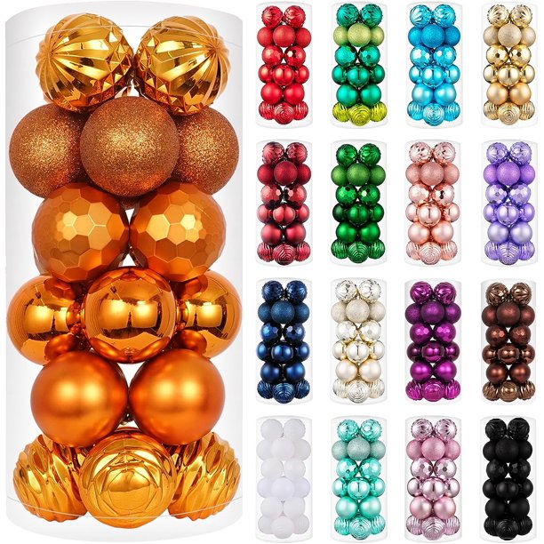 XmasExp Adornos de bolas de Navidad (1,57 pulgadas, dorado champán) Adornos de bolas de Navidad de 24 quilates Inastillables Bolas colgantes para árbol de Navidad Decoraciones perfectas para decoració