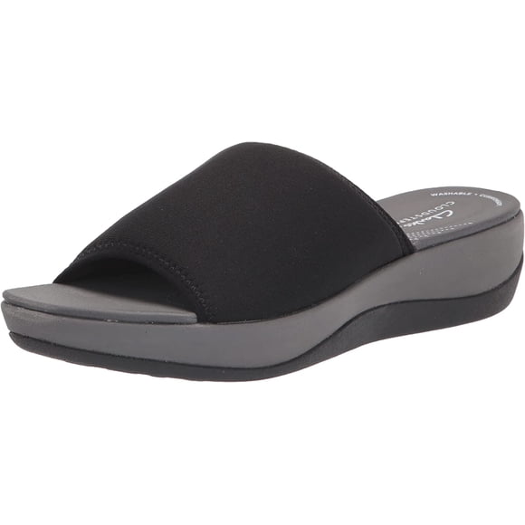 Clarks Eliza Shore Slide Sandal, Black Textile, 6 Medium