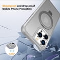 thumbnail image 2 of Magnetic for iPhone 15 Pro Case with Stand [ Grade Drop Tested][Compatible with Magnet] Ring Translucent Slim Hard Back Soft Edge, Grey, 2 of 14
