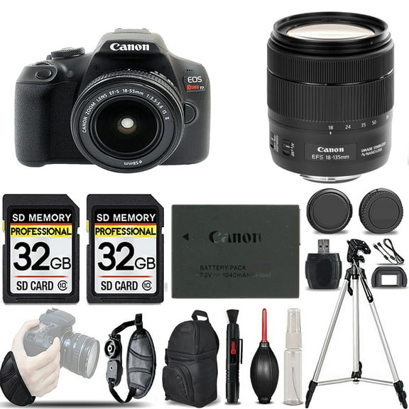 Canon EOS Rebel T7 DSLR Camera with 18-55mm Lens  18-135mm f/3.5-5.6 IS USM Lens -LOADED KIT (International Version)