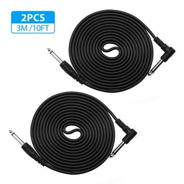 2Pcs 10FT 1/4 "6.35mm Electric Patch Cord Guitar Amplifier Amp Cable Right Angle 90 Degree