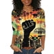 thumbnail image 2 of Xuyuer Women's Leisure Print Round Neck Three Quarter Sleeve Loose T-Shirt, Casual 3/4 Sleeve Top for Spring Summer Everyday Fashion and Relaxed Weekend Style, 2 of 5
