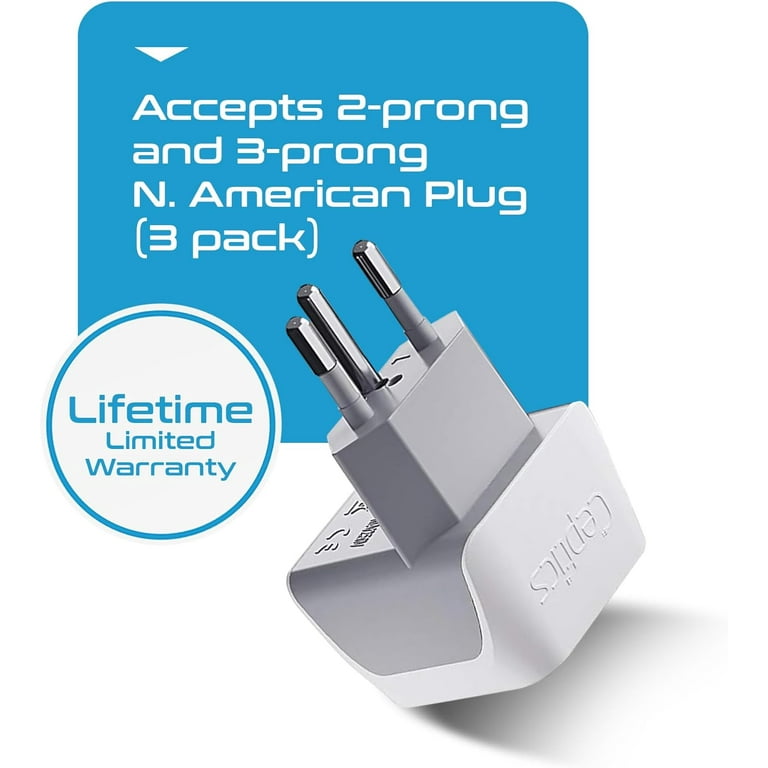  Ceptics Switzerland Travel Plug Adapter (Type J) - 3 Pack  [Grounded & Universal] (GP-11A-3PK) : Electronics