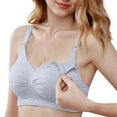 Pavied Nursing Bras Wireless Bras Push Up Bra Women s Breast Feeding Bra Without Steel Ring Up Button Is Soft For Women To Gather Bra Seamless Bras Womens Bras Gray 2 2XL