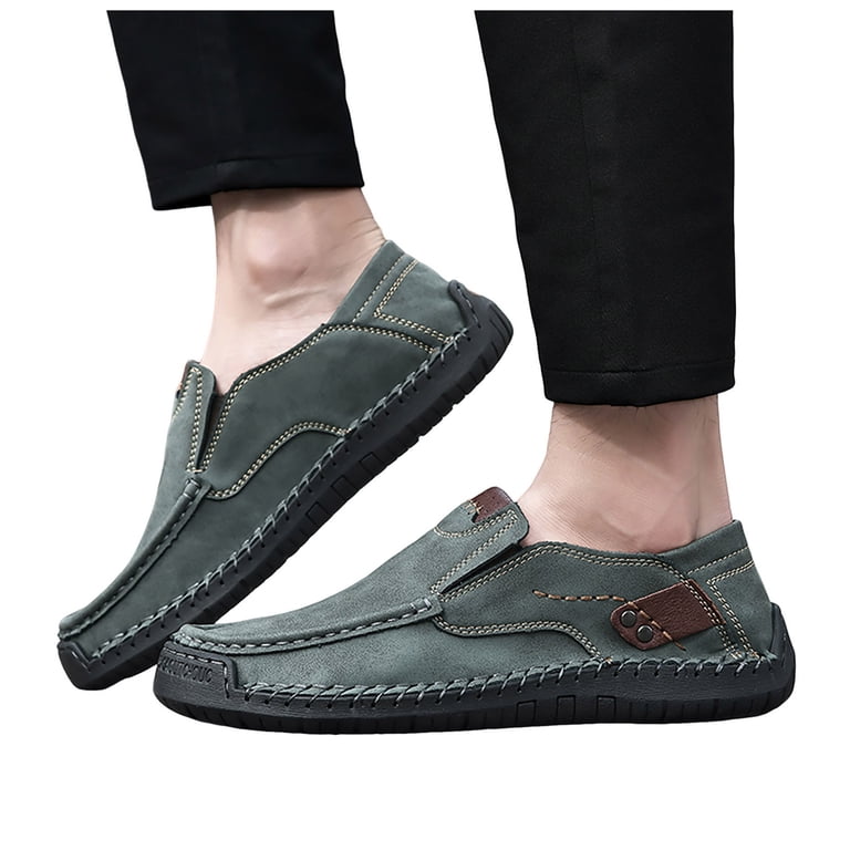 Men\'s Grey Penny Loafers Slip-On Leather Business Casual Lightweight Lightweight Mens Leather Penny Loafers Slip On Driving Shoes  main image 3
