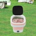 thumbnail image 4 of 12L Portable Mini Washing Machine, Foldable Washer and Spin Dryer with Drainage Basket, Electric Collapsible Washing Machine for Apartment Camping, RV, Travel, Underwear, Socks (Pink), 4 of 12