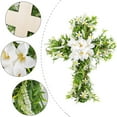 thumbnail image 4 of Easter Cross Lily Wreath - Wooden Frame Artificial Lily Wreath, Easter Door Hanging Home Decor, Durable Easy-to-Hang Wreath for Easter Celebrations & Spring Home Accents, 14.96*19.68in, Green, 4 of 7
