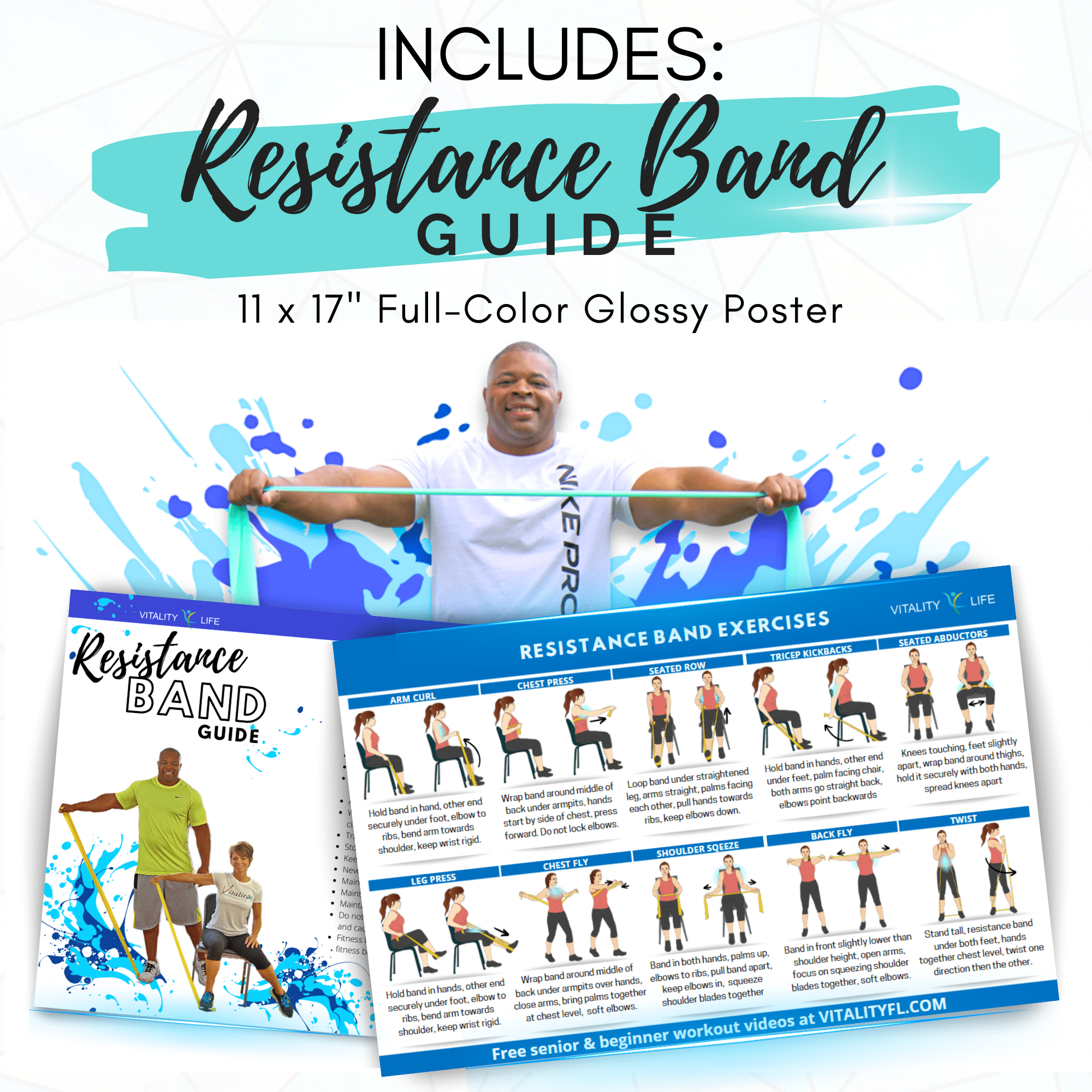 STRENGTHENING EXERCISES FOR SENIORS DVD + Poster + Resistance Band. Renew - Strength - Stamina. DVD Exercise for Seniors and Beginners. Resistance Band Workouts for Seniors. Exercise Seniors DVD.