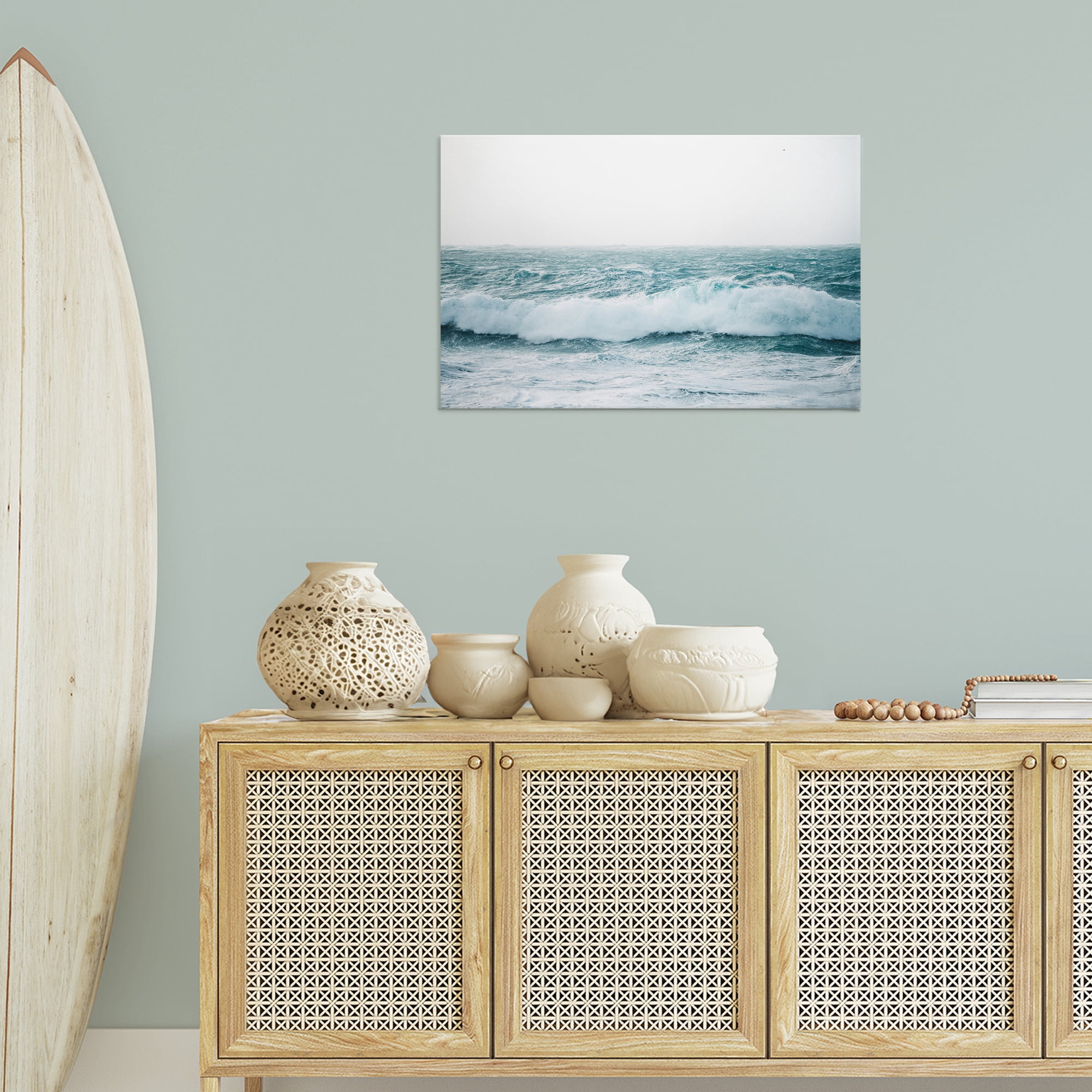 Stupell Industries Beach Waves Horizon Landscape & Nature Photography Wrapped Canvas Art Print Wall Art, 30 x 20
