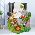 thumbnail image 4 of Cartoon Soft Flannel Fleece Throw Blanket, Style Zoo Animals Safari Jungle Mascots Tropical Forest Wildlife Pattern, Cozy Plush for Indoor and Outdoor Use, 70" x 90", Multicolor, by Ambesonne, 4 of 5
