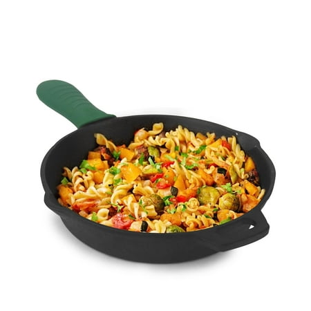 

Super Smooth Black Cast Iron Fry Pan Or Skillet With Silicone Grip | Medium 25.4 Cm 10 Inch 1.7 Liters 2.4 Kg | Induction Friendly | Nonstick Pre-seasoned Fry Pan 100% Pure & Toxin Free