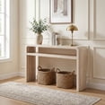 thumbnail image 5 of Dayalane 51" Long Console Table with Lower Shelf, 30" Tall Entryway Table for Hallway, Rustic Burl Wood or Travertine Style Sofa Table Behind Couch, Foyer, Cabin, Travertine Beige, 5 of 12