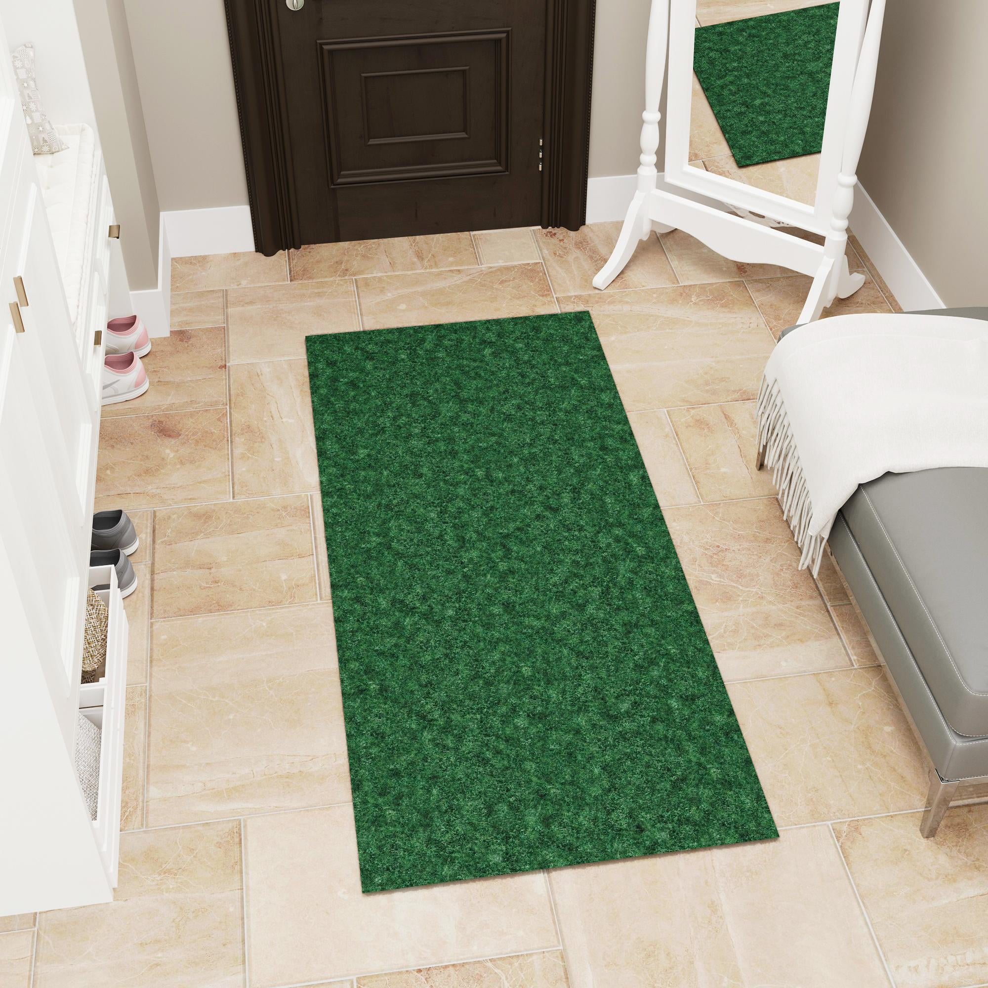 Ottomanson Non-Slip Area Rug for Entryway 2'7" x 4' Indoor/Outdoor Custom Size Kitchen Utility Mat, Green