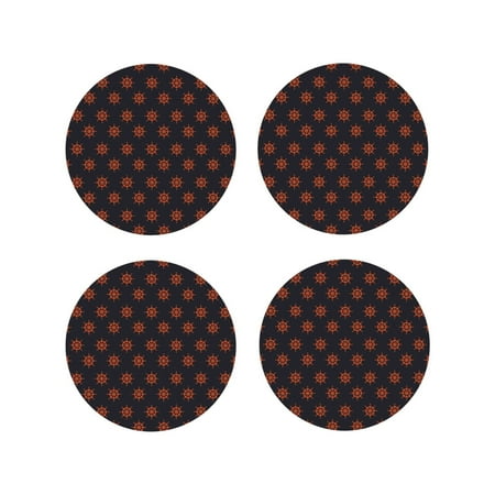 

Drink Coasters Set of 4 Marine Pattern Leather Coasters for Coffee Table Protector Heat Resistant Cute Coasters for Home Decor Housewarming Gifts Bar Kitchen 4 Inch Round Shape