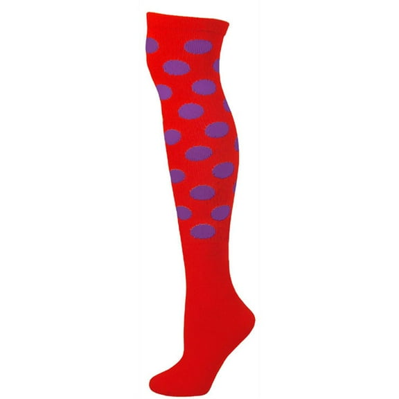 Polka Dot Knee Socks - Purple w/ Red Dots