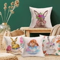 thumbnail image 5 of Happy Easter Pillow Covers Colored Bunny Rabbit with Butterfly Beautiful Flower Spring Home Decor Throw Pillow Case Set of 4 Lovely Animals Cushion Cover Square 18x18 Inch (Colored Bunny), 5 of 5