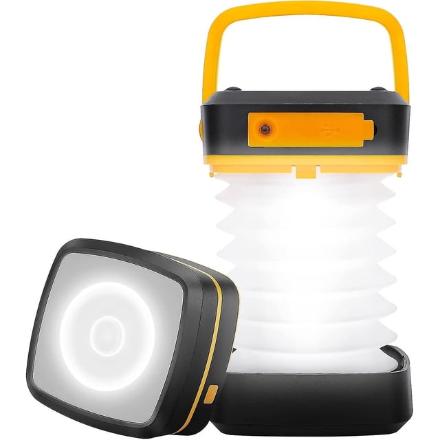 Linterna de camping plegable, solar, recargable por USB, con 3 modos de luz, LED, para senderismo y emergencias.