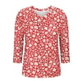 thumbnail image 5 of Jsaierl Women's 3/4 Sleeve Tops Summer V Neck Shirts Boho Graphic Ladies Blouses Flowy Loose Fit Tunic Top S-2XL, 5 of 6