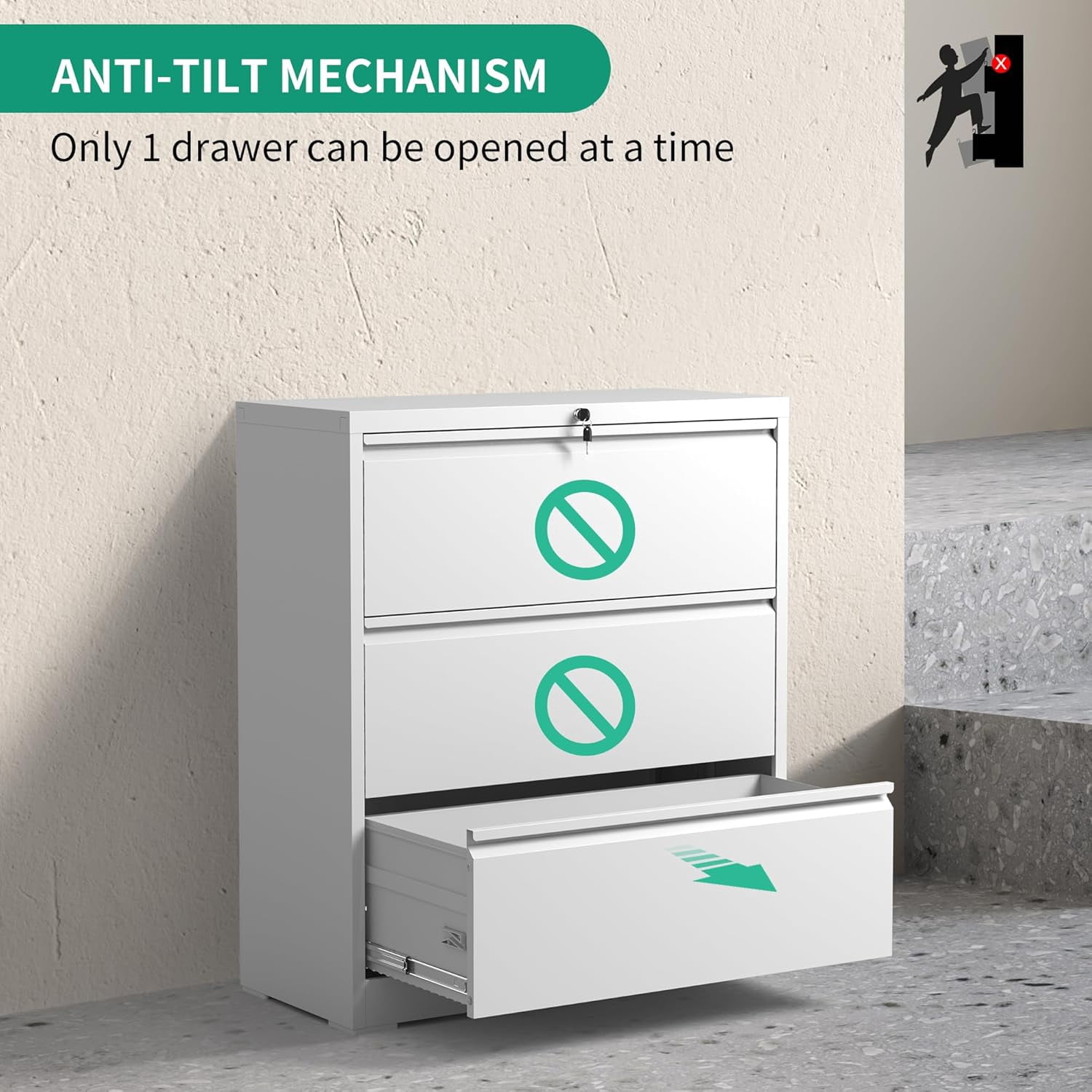 Metal Lateral Filing Cabinet for Home Office, Wide Steel Storage Cabinet Commercial Drawer for Legal/Letter/A4 Size Files, Drawer Lateral File Cabinets