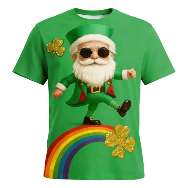 Tops para hombre, blusas y camisas de cuello redondo y manga corta para hombre. Top estampado de manga corta de San Patricio para hombre. Top/camisa de cuello redondo y manga corta para hombre. Tops p