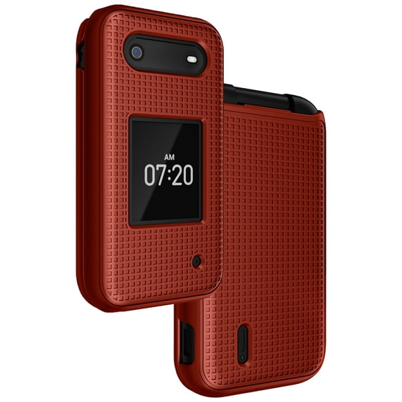Étui pour Téléphone à Clapet Nokia 2760 2780, Nakedcellphone Étui Rigide Mince Protecteur avec Texture à Grille pour Tracfone N139DL, TA-1398, TA-1451, TA-1420 - Rouge