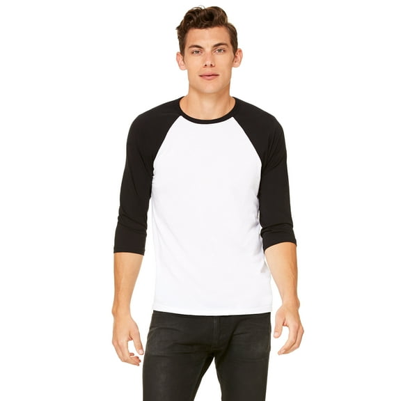 Unisex 3/4 Sleeve Baseball Tee , 3200 , WHITE/ BLACK , X-Small