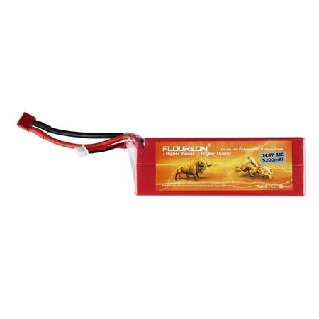 FLOUREON 4S 14.8V 35C 5200mAh Lipo RC Battery T Plug for RC Helicopter RC Airplane RC Hobby Hard