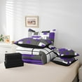 thumbnail image 3 of Erosebridal Black White Grey Purple Bed In A Bag Twin Geometric Square Comforter Set 7 Piece Adults Women Modern Geometry Stripes Bedding Comforter Sets Abstract Line Bed Set, 3 of 5