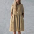 thumbnail image 3 of Bigersell Robe Chandail pour Femme, Mode d'Été, Imprimée, Manches Courtes, Chandail à Enfiler, Robe à Boutons, Robes d'Été pour Femme, Robe Chemise pour Femmes, Robes, Style 3102, Kaki G, 3 of 7