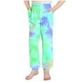 thumbnail image 4 of OGLCCG Girls' Baggy Sweatpants Elastic Waist Wide Leg Tie Dye Jogger Sweatpants with Pockets Loose Fit Fall Lounge Pants 3-15 Years, 4 of 5