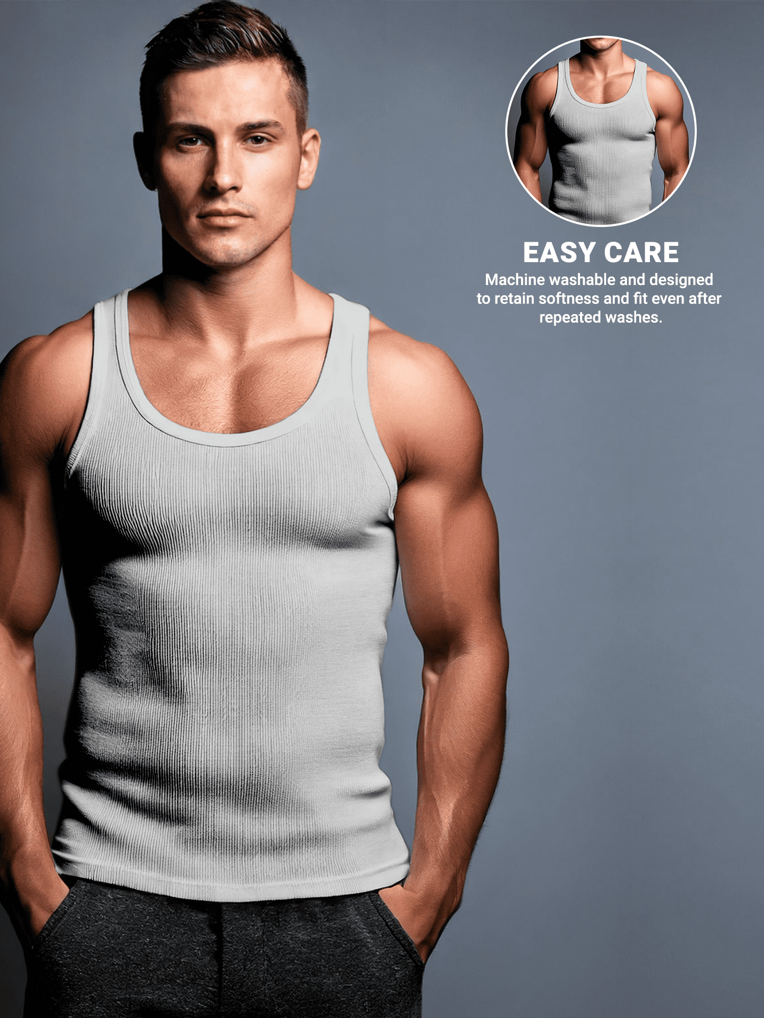 Mossy Oak Mens Tank Top Breathable, Tagless Under Shirts for Men, A-Shirt, 6-Pack