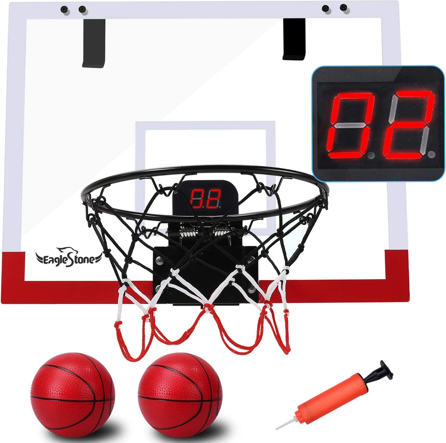 Mini Double Basketball Board Indoor Outdoor Home Office Wall w/LED Screen Scorer 