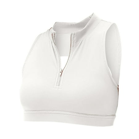 

Womens Sports Bras Spring Summer Zipper Stand Collar Fitness Vest With Chest Pad Hollowed Out Yoga Running Top Bras For Women