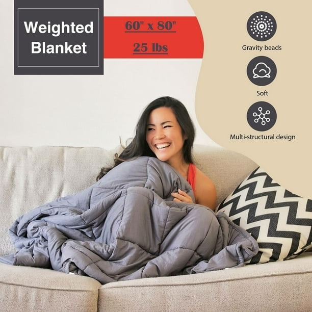 60x80" Weighted Blanket Full Queen Size Reduce Stress 25lb - Walmart