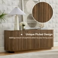 thumbnail image 4 of 64" Walnut Sideboard Buffet Cabinet, Modern Wooden Fluted Sideboard Storage Cabinet with Adjustable Shelves 24" H, 4 of 8