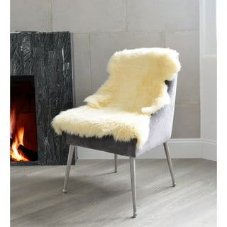 duduta White Faux Fur Chair Seat Covers, Fluffy Shag Sheepskin Bedside Rugs  Throw Washable 2x3 ft