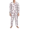 thumbnail image 3 of Haiem Pink Butterflies (2) Pattern Men’s Long-sleeve Sleepwear,Sleepwear Set,2-piece Loungewear Set,Soft PJs Comfy Nightwear with Pockets-Medium, 3 of 7