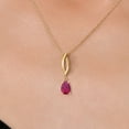 thumbnail image 3 of Gem Stone King 10K Yellow Gold Red Created Ruby Pendant Necklace for Women | 1.00 Cttw | Gemstone July Birthstone | Pear Shape 7X5MM | With 18 inch Chain, 3 of 6
