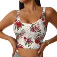 thumbnail image 1 of Balery Rose Flowers Sujetadores deportivos con espalda cruzada para mujer, acolchados, sin costuras, de alto impacto, ideales para yoga, gimnasio, entrenamiento y fitness.-Small, 1 of 8