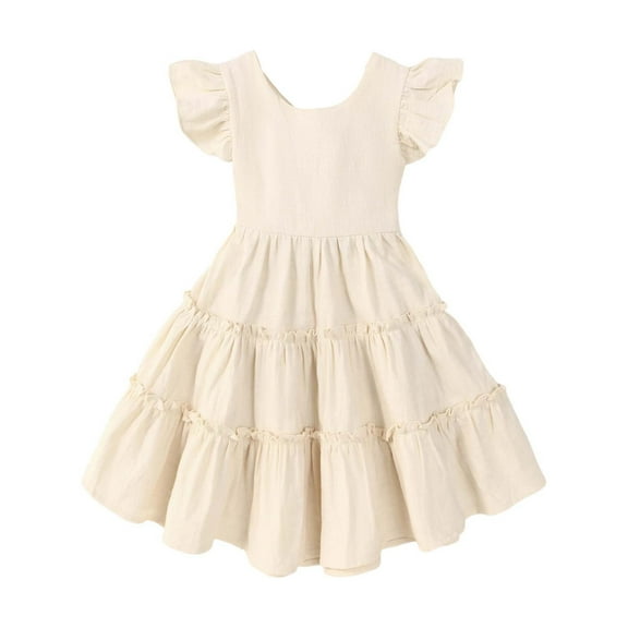 Utlike Summer Dress For Girls Casual A Line Princess Dress With Elastic Waist For Outdoor Play And Daily Wear Cozy Sundress For Girl Size 3 Years-4 Years