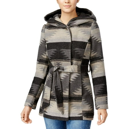 - Coffee Shop Womens Hooded Belted Coat